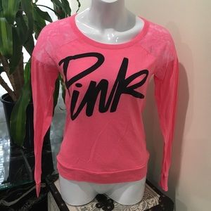 PINK Victoria's Secret Pink Lace Shoulder Top XS